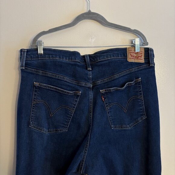 Levis Women Plus Sz 20W Dark Indigo Destructed Ribcage Straight Ankle Jeans - Picture 9 of 14